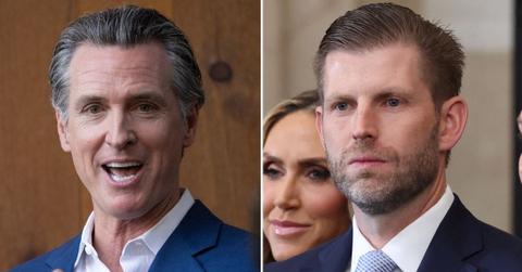 split image of Gavin Newsom and Eric Trump