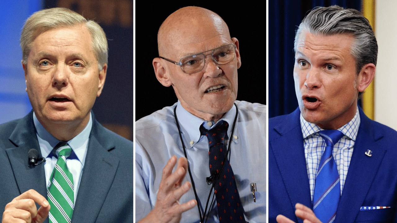 Photo of Lindsey Graham, James Carville, Pete Hegseth