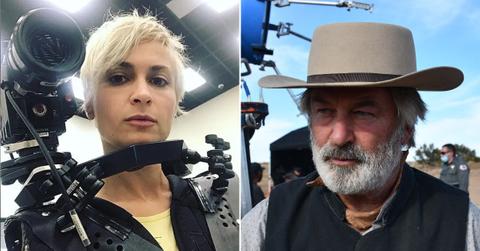 Split photo of Halyna Hutchins, Alex Baldwin