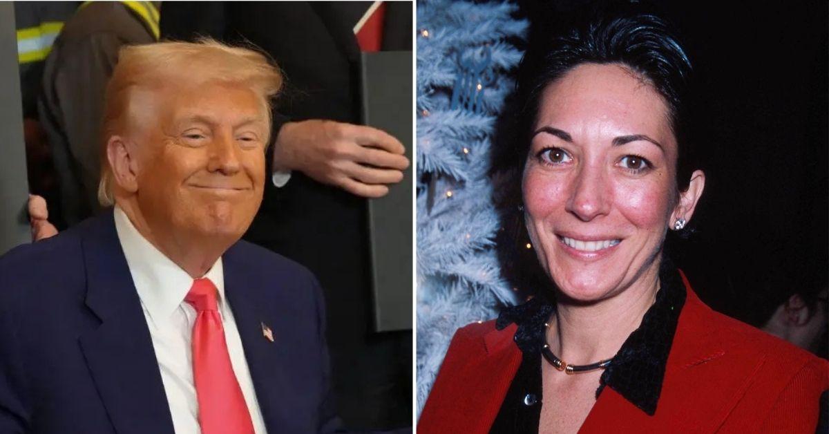 split photo of Donald Trump and Ghislaine Maxwell
