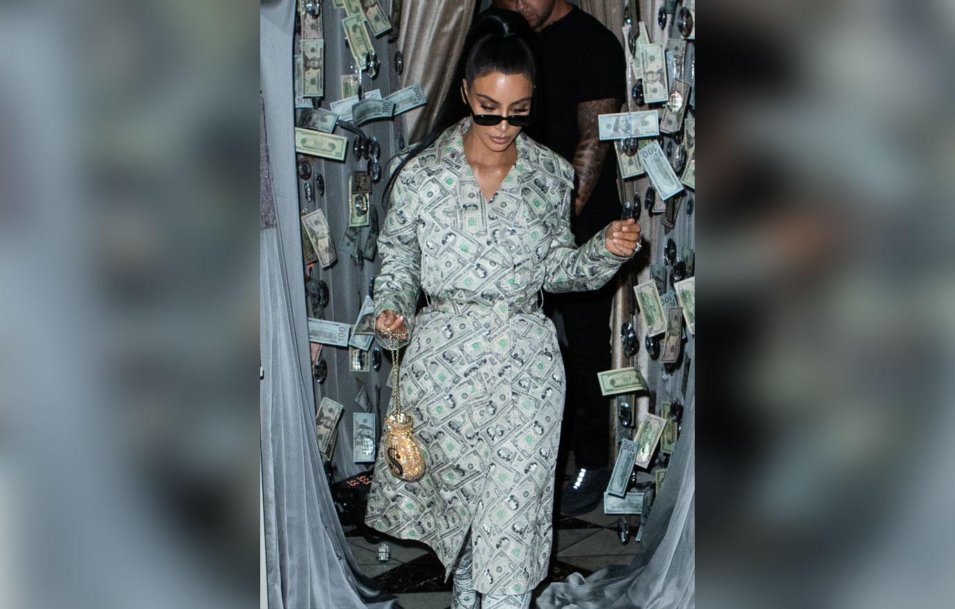 Kim Kardashian Wears Money Outfit To Anastasia Beverly Hills Party