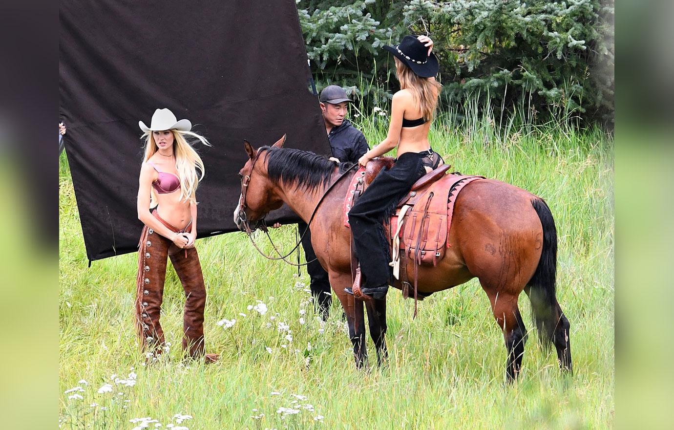 Candice Swanepoel shows off her booty in cowboy chaps