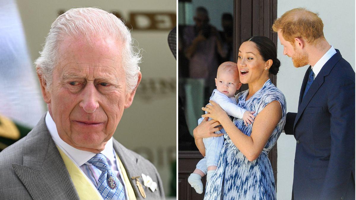 Split photos of King Charles, Archie Windsor, Prince Harry and Meghan Markle