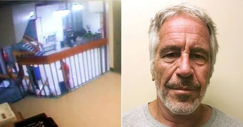 Split photo of Epstein prison video and Jeffrey Epstein