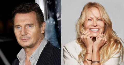 Composite photo of Liam Neeson and Pamela Anderson