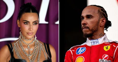 A photo of Kim Kardashian alongside a photo of Lewis Hamilton