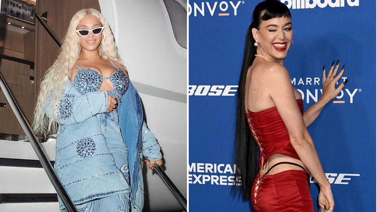 Split photos of Beyonce and Katy Perry
