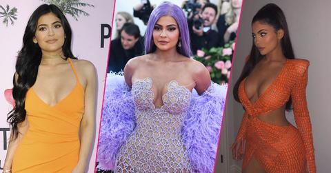 Kylie Jenner wears an orange dress.Kylie Jenner Costume Institute Benefit celebrating the opening of Camp.Kylie Jenner PrettyLittleThing.com US Launch Party