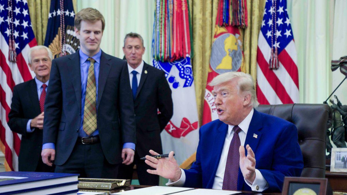 Donald Trump finally appeared at a White House signing ceremony on Wednesday.