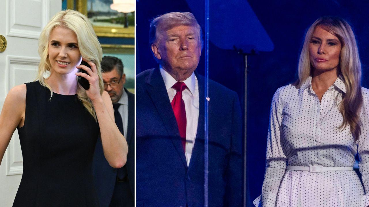 split image of Natalie Harp, Donald Trump and Melania Trump