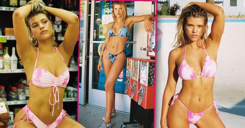 Sophia Richie Campaign for Frankies Bikinis: 2 Pink and White Bikini and One Light Blue and Dark Blue Bikini
