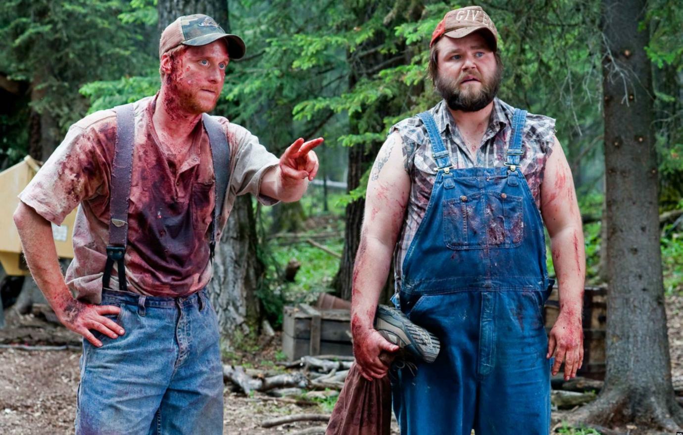 A bloodied Alan Tudyk and Tyler Labine very much looked the part of a couple of good old boys in the horror comedy Tucker and Dale vs. Evil.