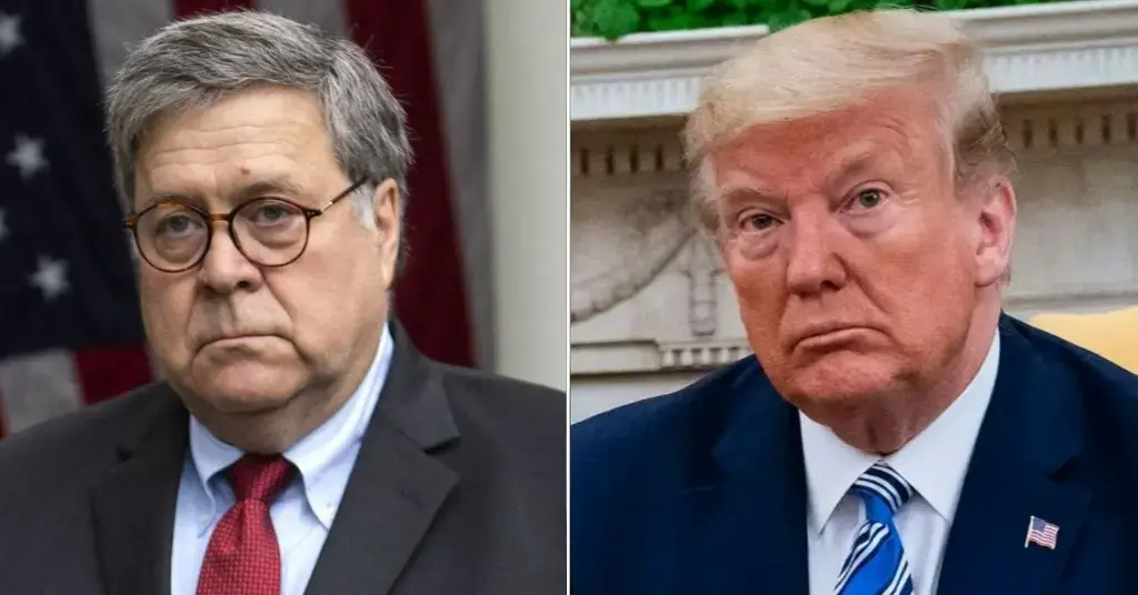 Composite photo of Bill Barr and Donald Trump