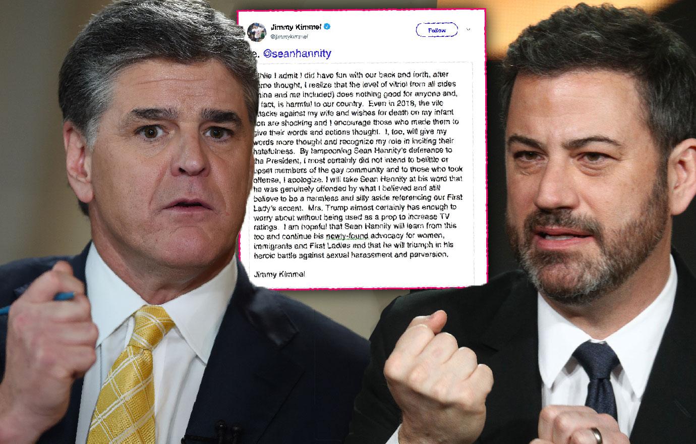 Jimmy Kimmel Caves To Sean Hannity Ends Twitter Feud Over Melania Trump