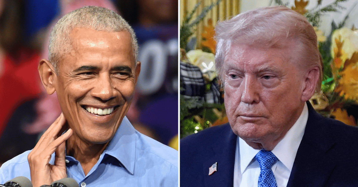 Split photo of Barack Obama, Donald Trump