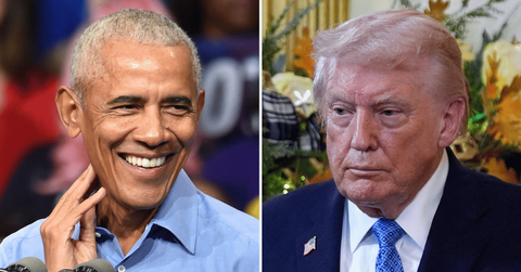 Split photo of Barack Obama, Donald Trump