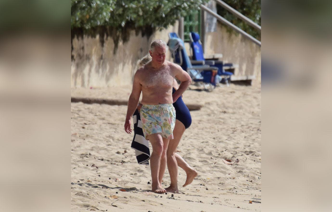 Prince Charles Blossoms On Beach In Floral Trunks!