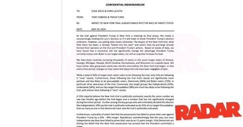 leaked memo trump pollsters verdict baked cake ease gop tensions