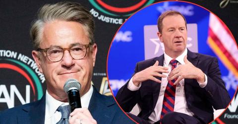 Split image of Joe Scarborough and Eric Schmitt