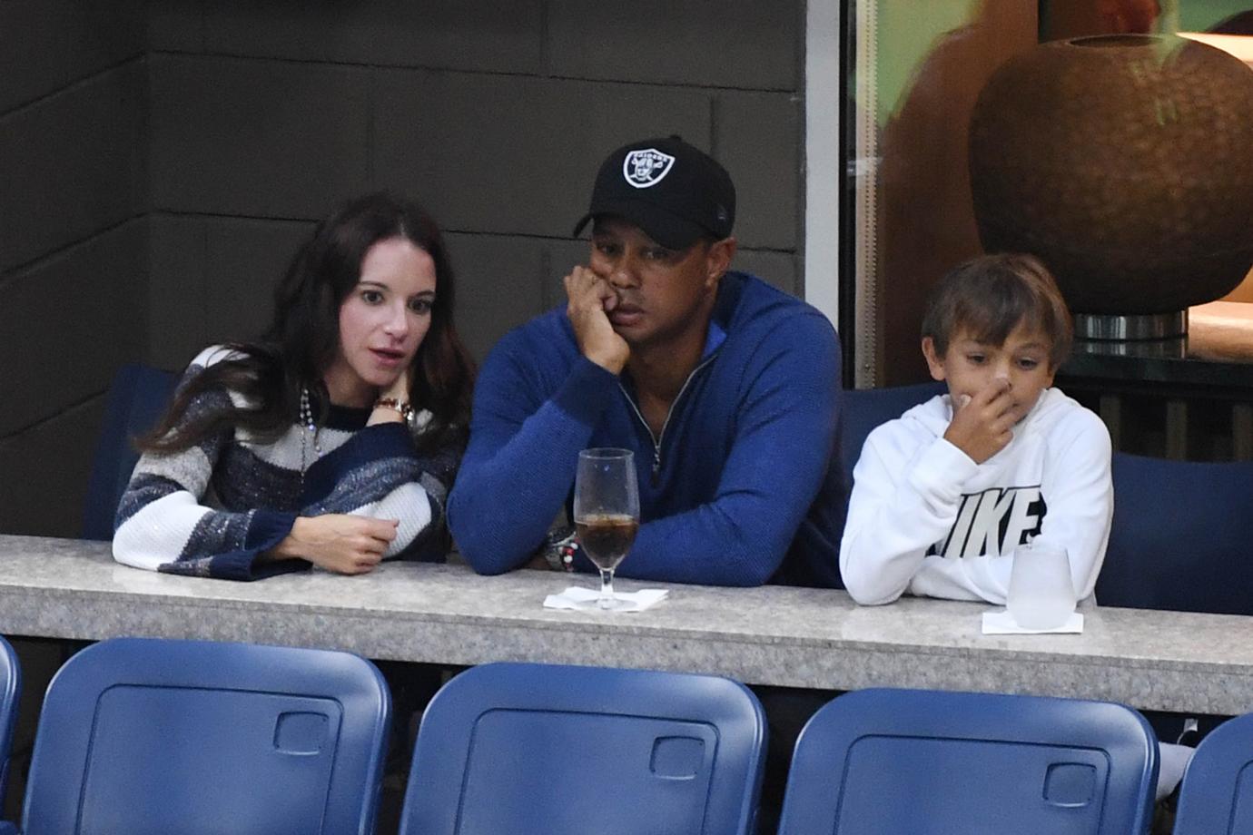 Erica Herman, Tiger Woods and Charlie Woods at US Open