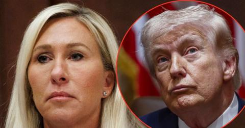split image of Marjorie Taylor Greene and Donald Trump