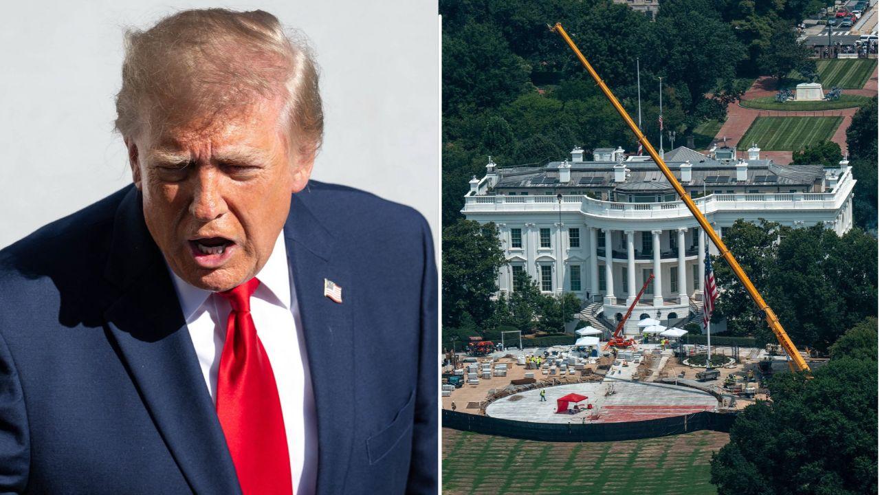 A photo of Doanld Trump alongside a photo of the White House