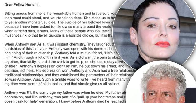 Rose McGowan Anthony Bourdain Suicide Claims