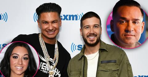 Pauly D and Vinny Smiling Together with Insets of Mike Sorrentino and Marissa Smiling