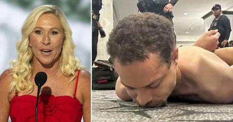 split image of Marjorie Taylor Greene and Cole Allen