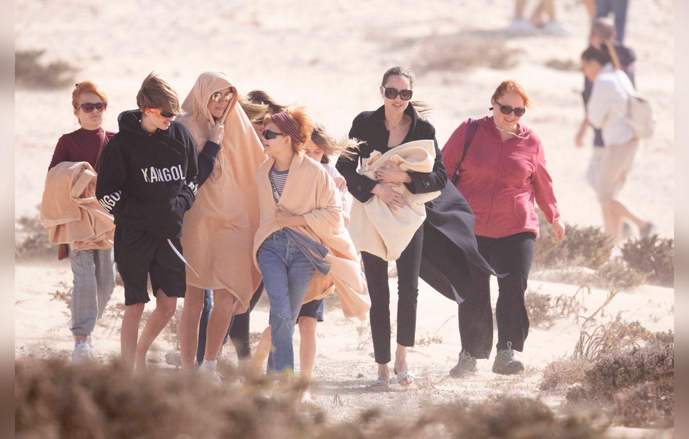 Angelina Jolie And Kids Enjoy Beach Without Maddox