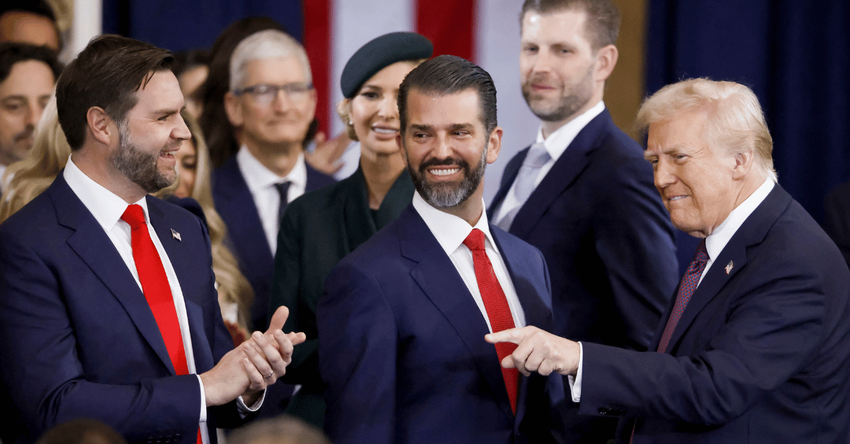 Photo of J.D. Vance, Donald Trump Jr. and Donald Trump