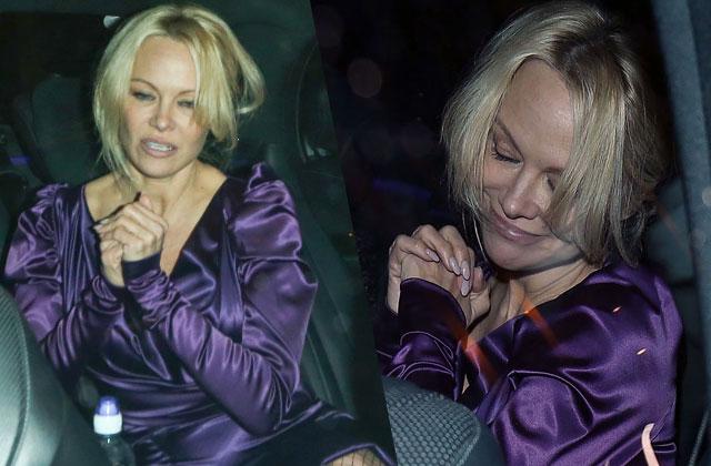 //pamela anderson drunk satin dress london matthew owen