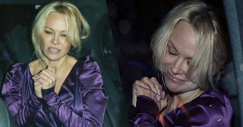 //pamela anderson drunk satin dress london matthew owen