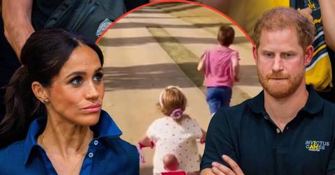 Split photo of Meghan Markle with Prince Harry and Princess Lilibet