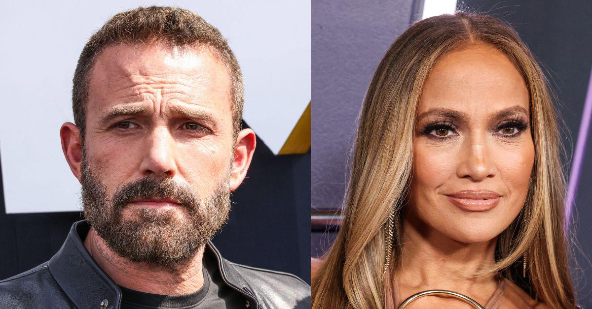 Split photo of Ben Affleck, Jennifer Lopez
