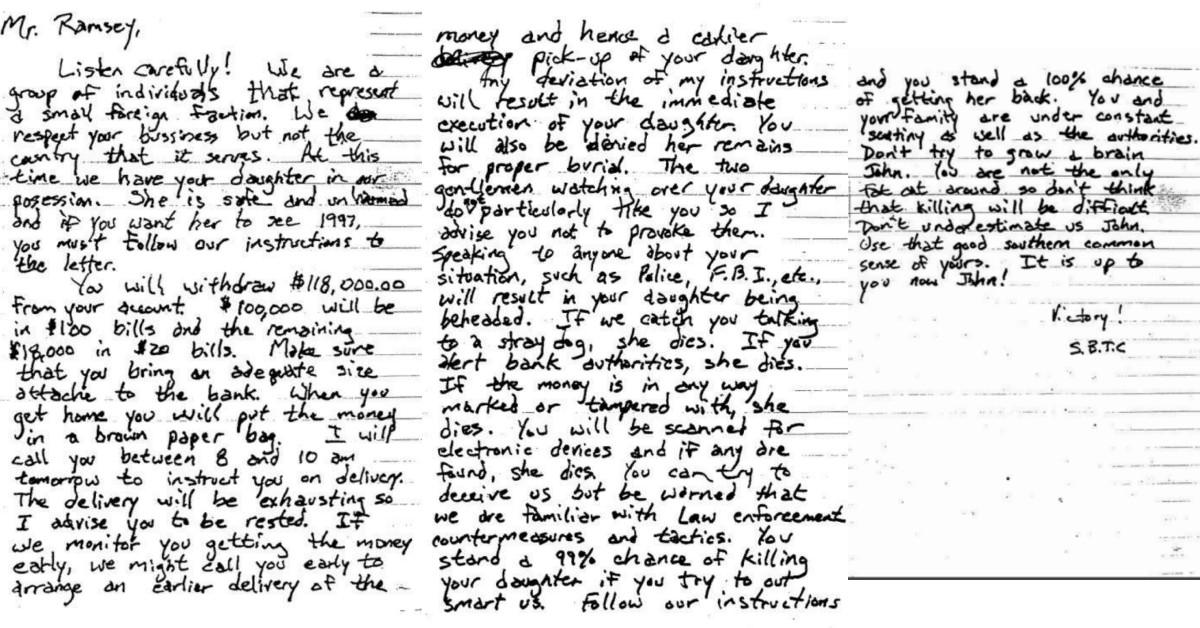 jonbenet crime scene photos ransom note