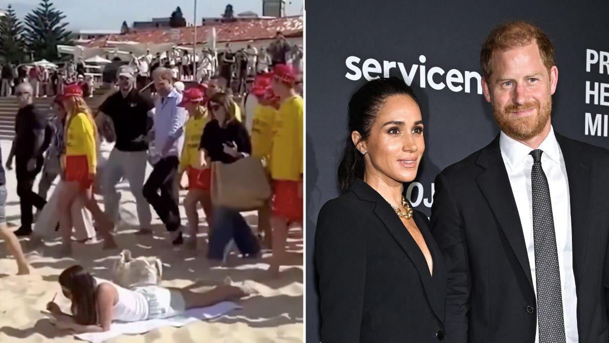 Picture of Bondi Beach sunbather and Prince Harry and Meghan markle