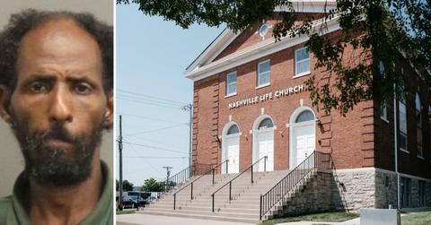 split photo of Mohamed Mohamed and church