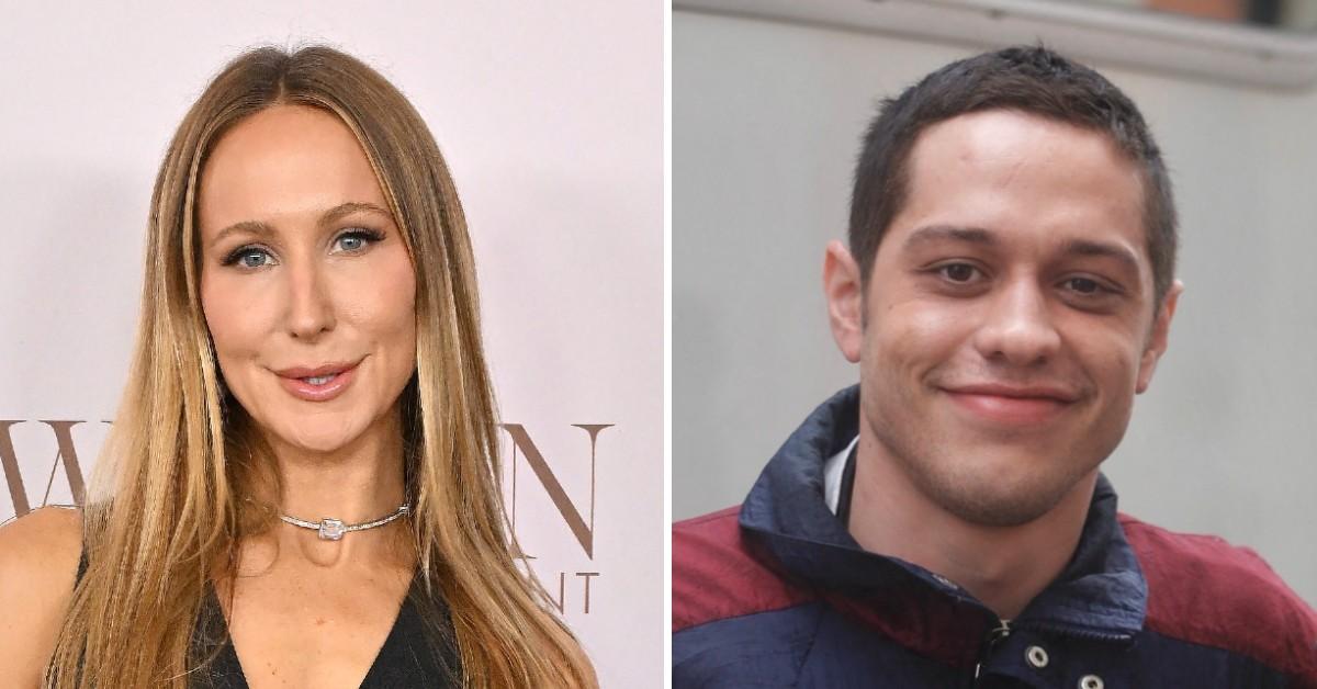 Split photo of Nikki Glaser, Pete Davidson