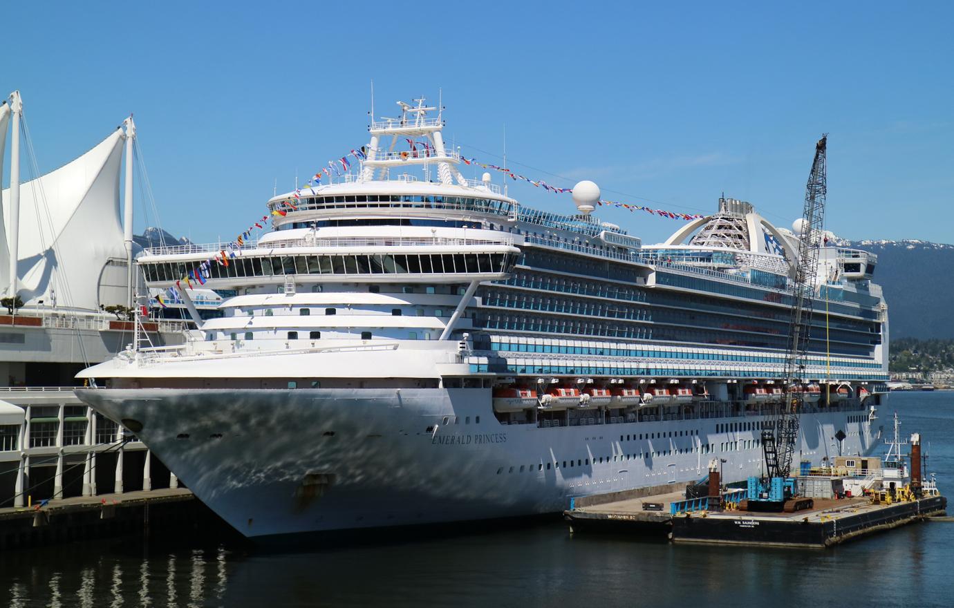 Cruise ship, Emerald Princess is preparing for the next departure.