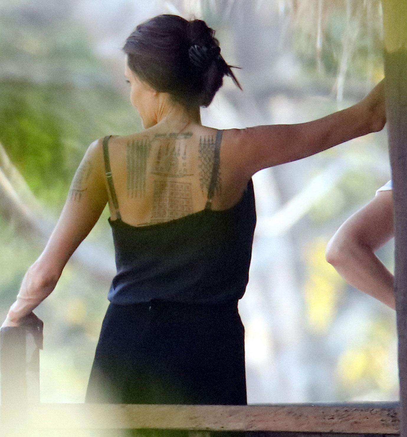 //angelina jolie back tattoos brad pitt divorce