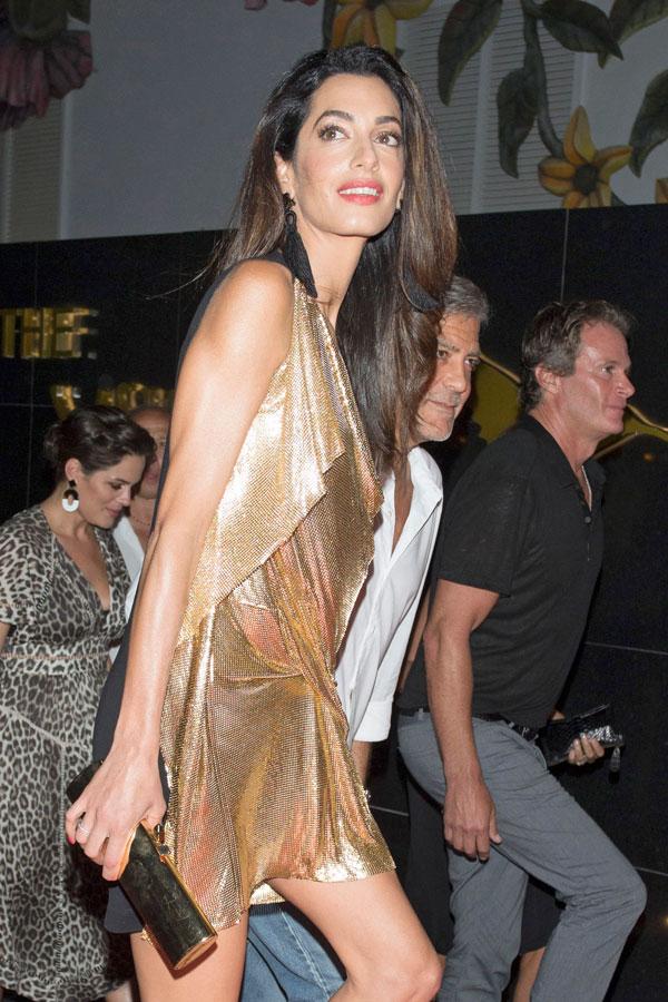 Amal Clooney Scary Skinny Gold Dress