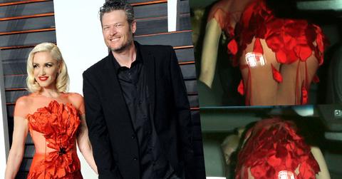 //gwen stefani wardrobe malfunction dress butt blake shelton oscars