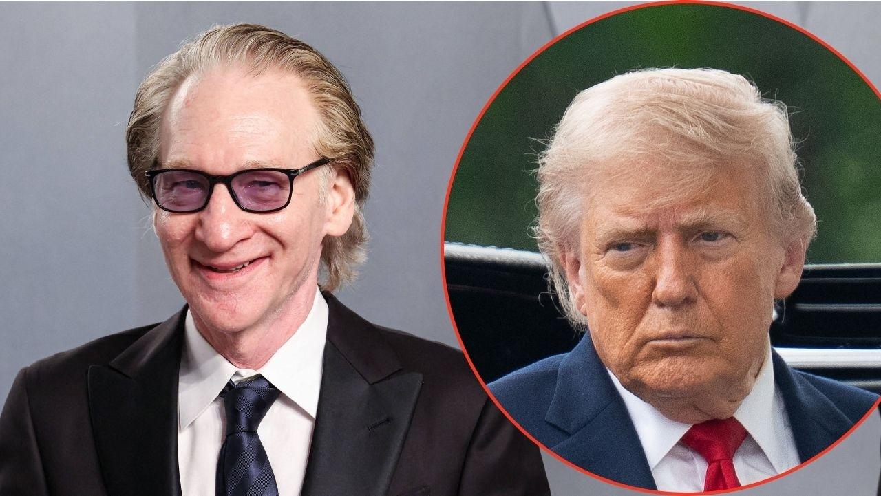 Split image of Bill Maher and Donald Trump