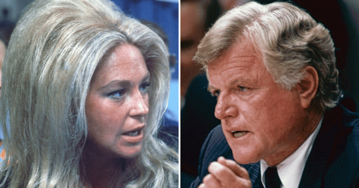 Split photo of Joan Kennedy, Ted Kennedy