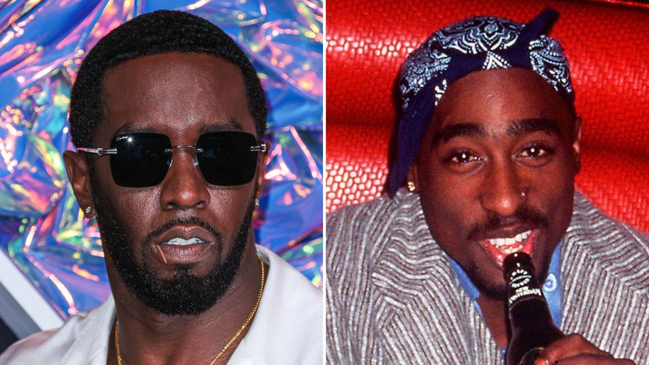 A photo of Sean Combs alongside a photo of Tupac Shakur