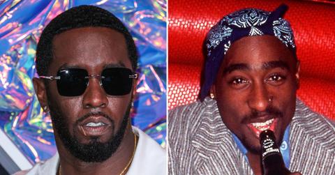 A photo of Sean Combs alongside a photo of Tupac Shakur