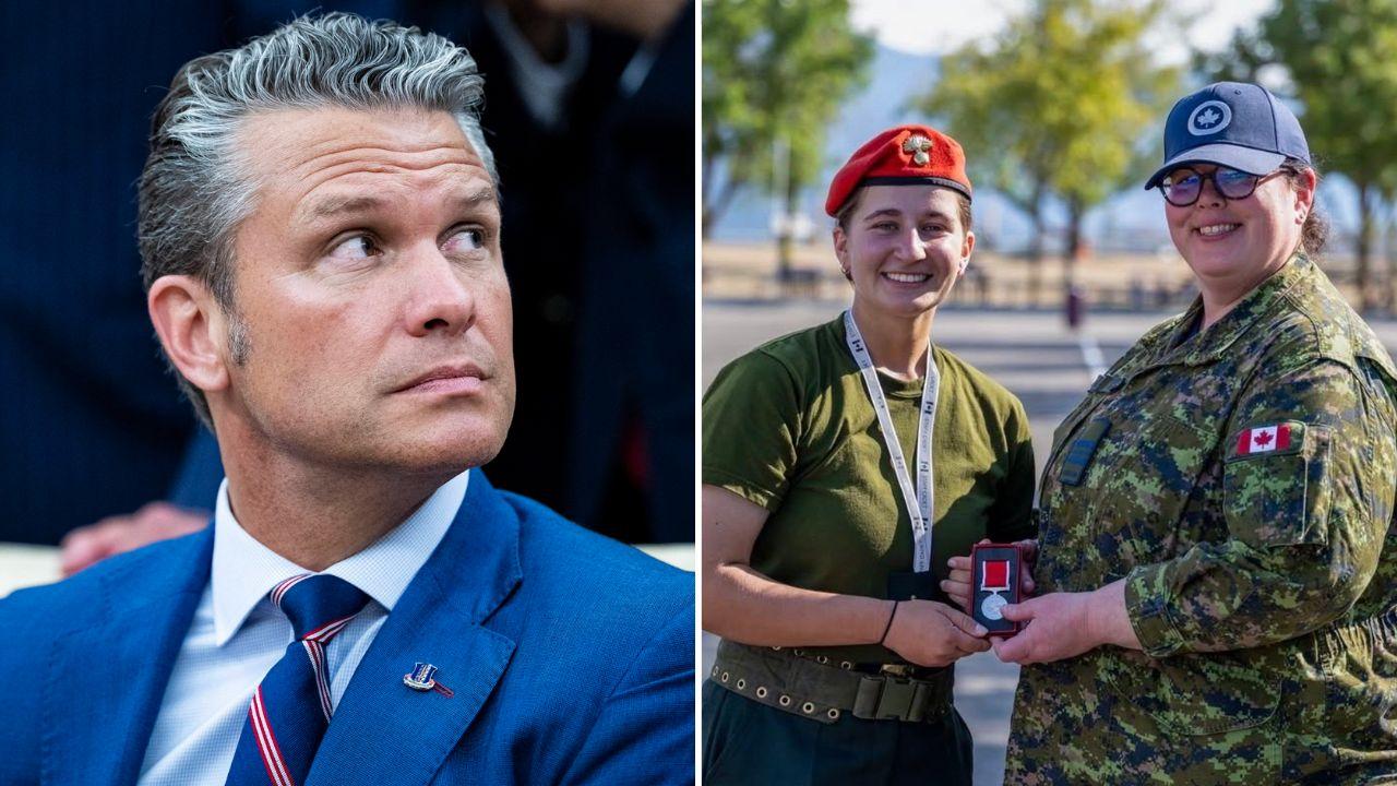 Photo of Pete Hegseth, Canadian female cadets