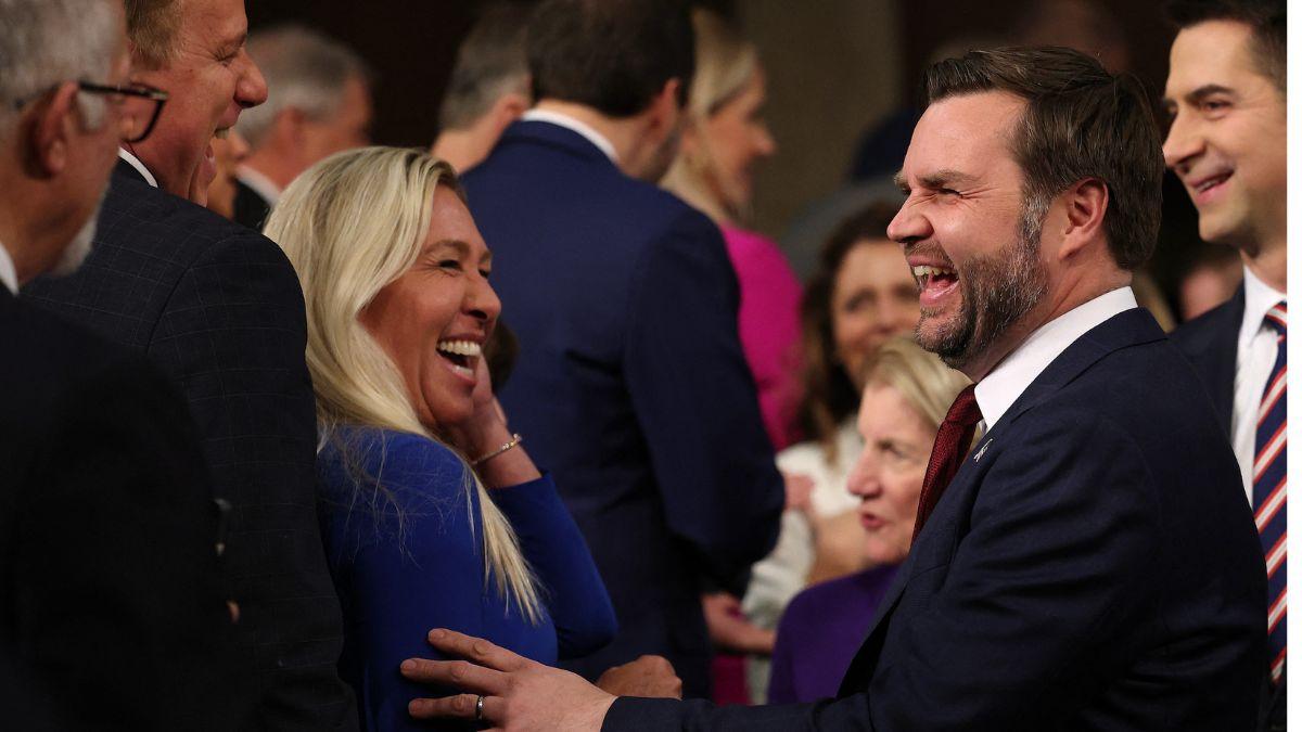 Photo of Marjorie Taylor Greene and JD Vance