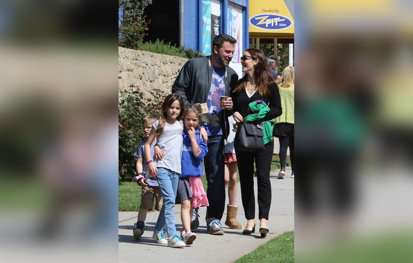 //ben affleck jennifer garner look loving kids church